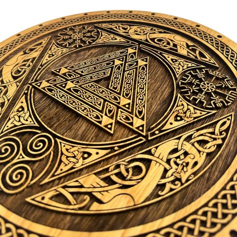 VALKNUT, DŘEVĚNÝ NÁSTĚNNÝ OBRAZ 32CM