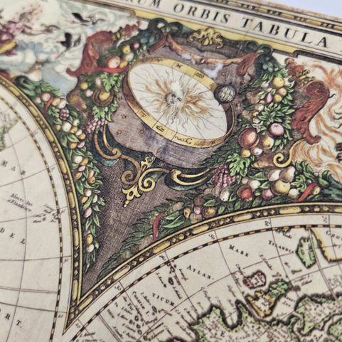 MAPA SVĚTA NOVA TOTIUS TERRARUM ORBIS TABULA, FREDERIK DE WIT, RUČNÍ PAPÍR