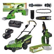 PROCRAFT ZAHRADNÍ AKU SADA NÁŘADÍ 20V 5DÍLŮ 2 X BATERIE 4.0AH S NABÍJEČKOU | GARDENSET PROCRAFT - AKUMULÁTOROVÉ SEKAČKY{% if kategorie.adresa_nazvy[0] != zbozi.kategorie.nazev %} - SEKAČKY{% endif %}