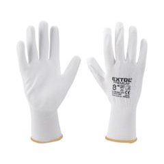 EXTOL PREMIUM rukavice z polyesteru polomáčené v PU, bílé, velikost 8", 8856630