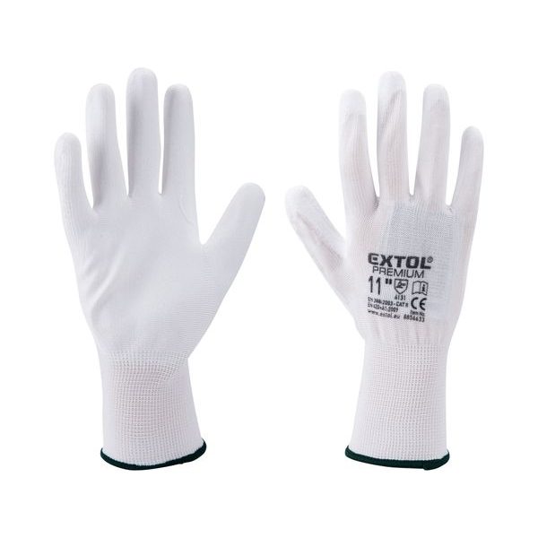 EXTOL PREMIUM RUKAVICE Z POLYESTERU POLOMÁČENÉ V PU, BÍLÉ, VELIKOST 8', 8856630 - RUKAVICE Z POLYESTERU{% if zbozi.kategorie.adresa_nazvy[0] != zbozi.kategorie.nazev %} - PŘÍSLUŠENSTVÍ A DOPLŇKY{% endif %}