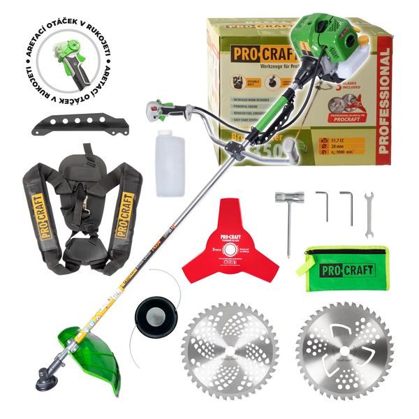 BENZÍNOVÝ KŘOVINOŘEZ PROCRAFT T4350 | T4350 PROCRAFT - 2-TAKTNÍ KŘOVINOŘEZY{% if zbozi.kategorie.adresa_nazvy[0] != zbozi.kategorie.nazev %} - ZAHRADNÍ STROJE A TECHNIKA{% endif %}