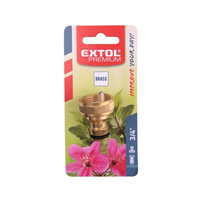 EXTOL PREMIUM KONEKTOR NA KOHOUTEK, 3/4", MOSAZ, 8876023 - MOSAZNÉ SPOJKY - ZAVLAŽOVÁNÍ + HADICE