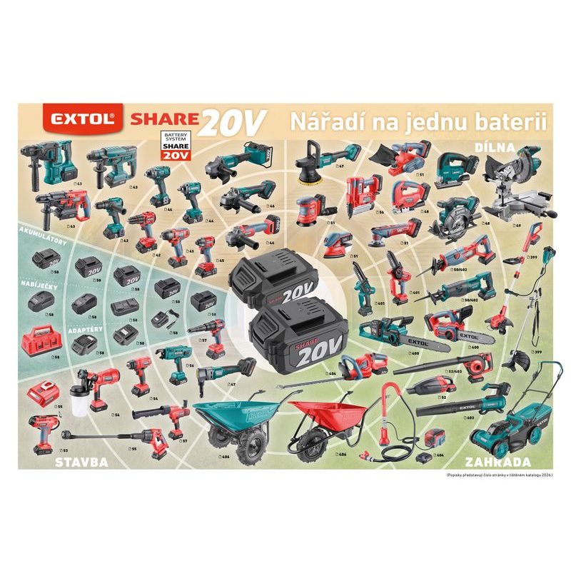 EXTOL ENERGY BATERIE AKUMULÁTOROVÁ SHARE20V, 2AH, 8891881 - AKU NÁŘADÍ