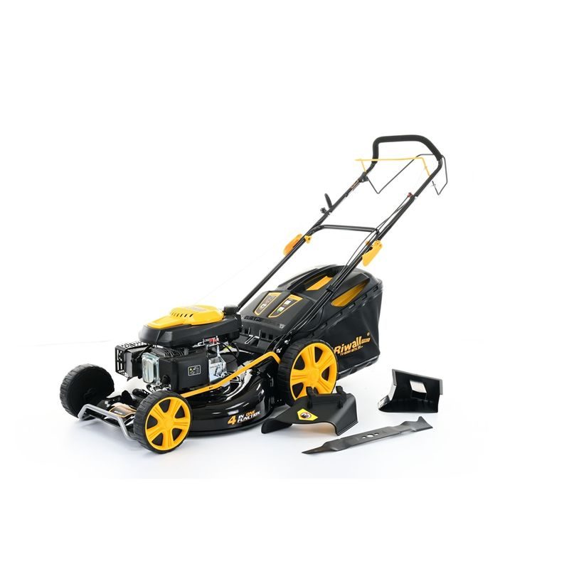 RIWALL PRO RPM 5355 MULTIFUNKČNÍ TRAVNÍ SEKAČKA 4 V 1 S BENZINOVÝM MOTOREM A POJEZDEM - SEKAČKY SE ZÁBĚREM 50-56 CM - SEKAČKY