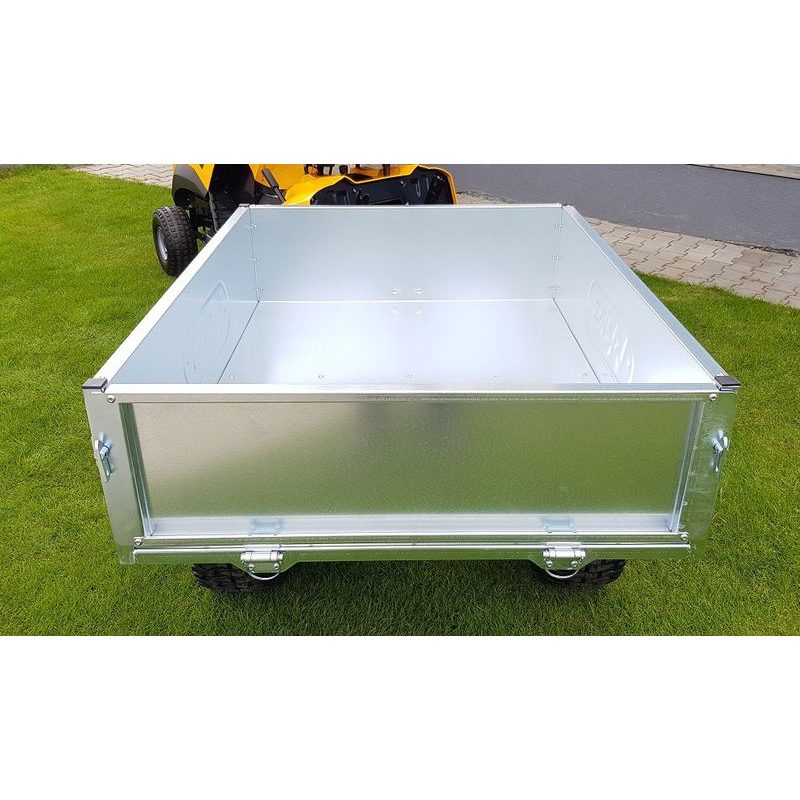 VOZÍK TR 220S – POZINK, PRACHOTĚSNÉ NÁBOJE KOL, PROFI LOVANÝ NOSNÍK KORBY TL. 3 MM - VOZÍK VARES PRO ZAHRADNÍ TRAKTORY - VOZÍKY ZA TRAKTOR - PŘÍSLUŠENSTVÍ A DOPLŇKY