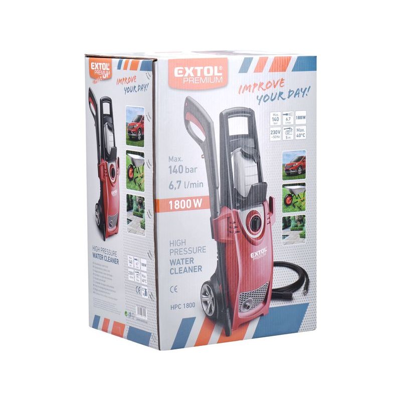 EXTOL PREMIUM HPC 1800 ČISTIČ VYSOKOTLAKÝ SE SAMONASÁVÁNÍM VODY A ŠAMPONOVÁNÍM, 140BAR, 1800W, 8895200 - TLAKOVÉ MYČKY ELEKTRICKÉ - ZAHRADNÍ STROJE A TECHNIKA