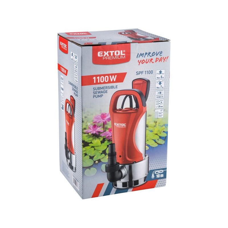 EXTOL PREMIUM SPF 1100 ČERPADLO PONORNÉ KALOVÉ, 1100W, 18500L/H, 8895009 - KALOVÁ ČERPADLA - ZAHRADNÍ STROJE A TECHNIKA
