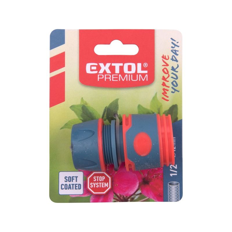 EXTOL PREMIUM RYCHLOSPOJKA NA HADICI, 1/2", STOP VENTIL, 8876402 - PLASTOVÉ SPOJKY - ZAVLAŽOVÁNÍ + HADICE