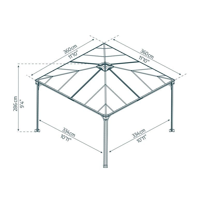 PALRAM - CANOPIA PALERMO 3600 ZAHRADNÍ HLINÍKOVÝ ALTÁN - ZAHRADNÍ STANY - ALTÁN - ZAHRADNÍ NÁBYTEK