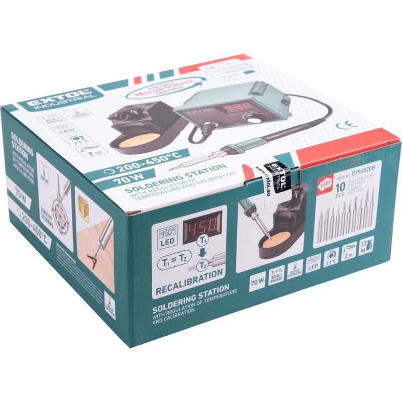 EXTOL INDUSTRIAL STANICE PÁJECÍ S LCD A ELEKTRONICKOU REGULACÍ TEPLOTY A KALIBRACÍ, 8794520 - ELEKTRO NÁŘADÍ