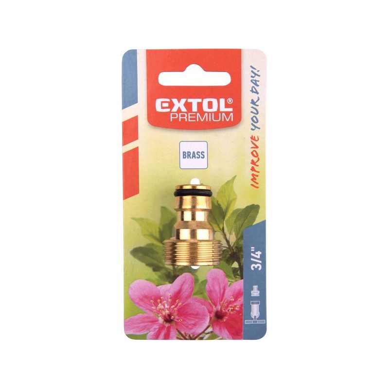EXTOL PREMIUM ADAPTÉR VNĚJŠÍ ZAVIT, 3/4", MOSAZ, 8876031 - MOSAZNÉ SPOJKY - ZAVLAŽOVÁNÍ + HADICE