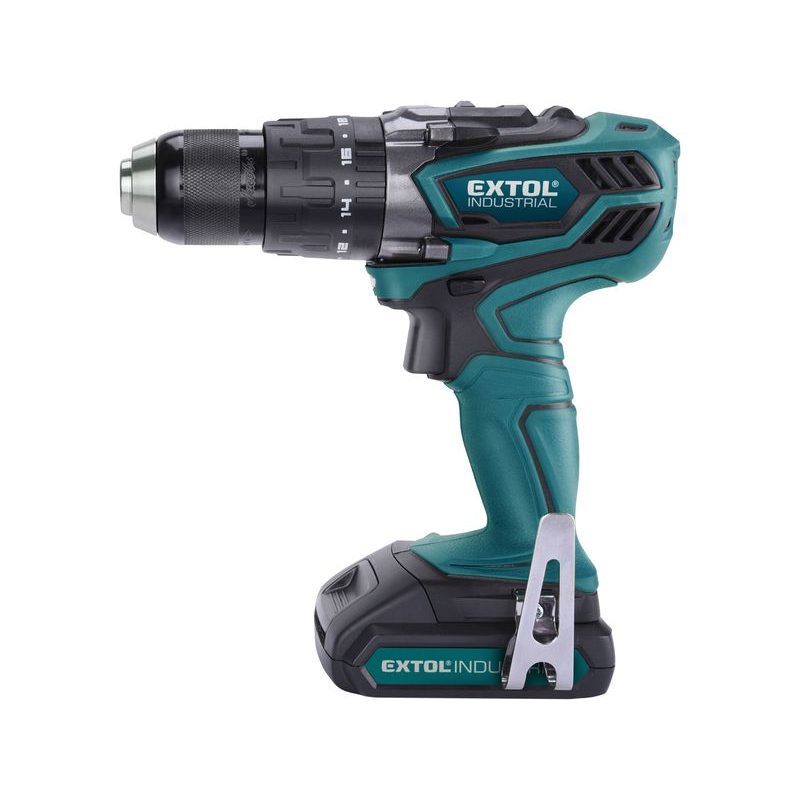 EXTOL INDUSTRIAL VRTACÍ ŠROUBOVÁK AKU S PŘÍKLEPEM, 18V LI-ION, 4 PÓLOVÝ MOTOR, 2000MAH, 8791110 - AKU NÁŘADÍ