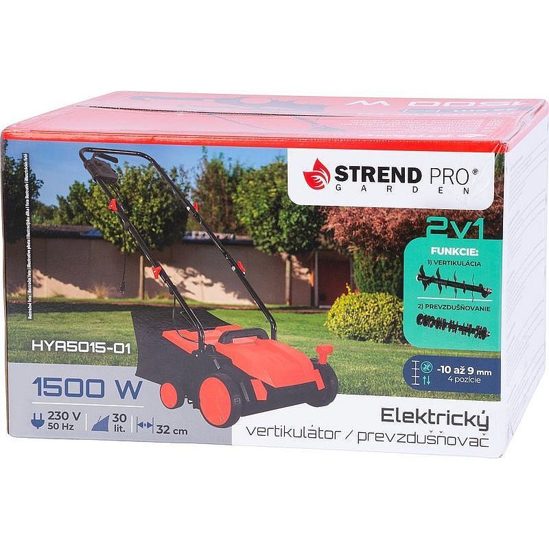 ELEKTRICKÝ VERTIKUTÁTOR HYA5015-01, 2V1, 1,5 KW, ZÁBĚR 32CM, PROVZDUŠŇOVAČ - ELEKTRICKÉ VERTIKUTÁTORY - ZAHRADNÍ STROJE A TECHNIKA