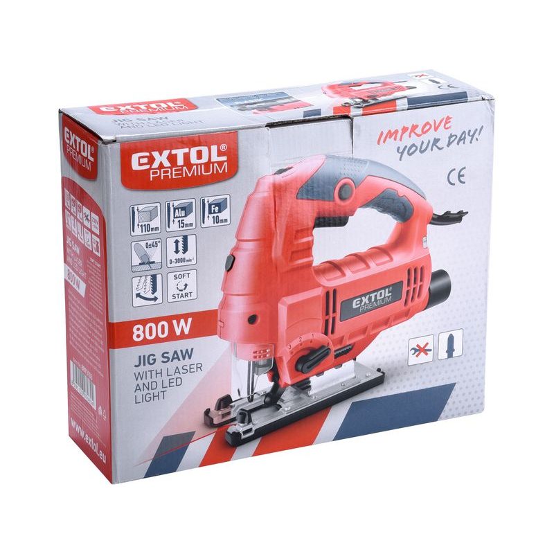 EXTOL PREMIUM PILA PŘÍMOČARÁ S LASEREM A SVĚTLEM, 800W, 8893103 - ELEKTRO NÁŘADÍ