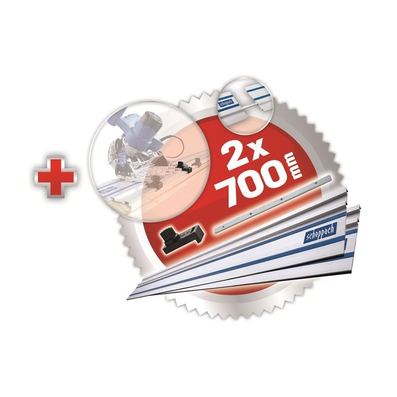 SCHEPPACH PL 55 PONORNÁ PILA + 2X VODÍCÍ LIŠTA 700MM + OCHRANA PROTI PŘEKLOPENÍ + SPOJKA LIŠT - ELEKTRO NÁŘADÍ