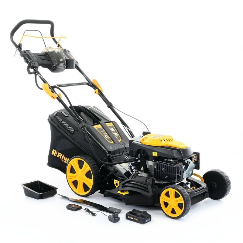 RIWALL PRO RPM 4735 E MULTIFUNKČNÍ TRAVNÍ SEKAČKA 4 V 1 S BENZINOVÝM MOTOREM, POJEZDEM A ELEKTROSTARTEM - SEKAČKY S ELEKTROSTARTEM - SEKAČKY