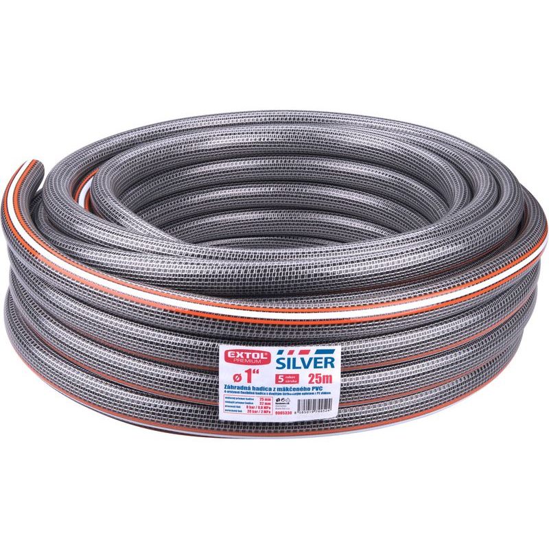 EXTOL PREMIUM HADICE ZAHRADNÍ NEPRŮHLEDNÁ SILVER, 1", 25M, 360G/M, 9005330 - ZAHRADNÍ HADICE - ZAVLAŽOVÁNÍ + HADICE