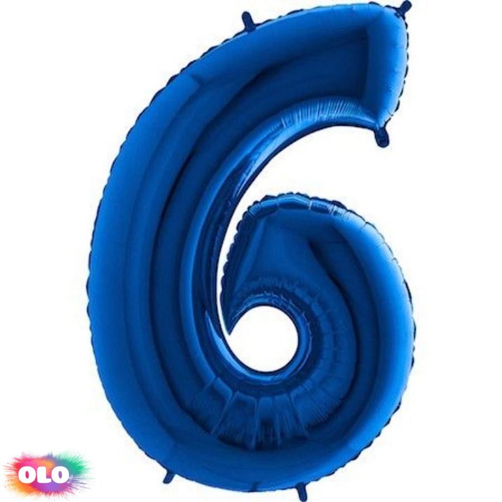Balón foliový číslice MODRÁ - BLUE 115 cm - 6 - FLEXMETAL - Foliové balónky  - Balónky a helium - OLO.cz - prodej party dekorací a potřeb