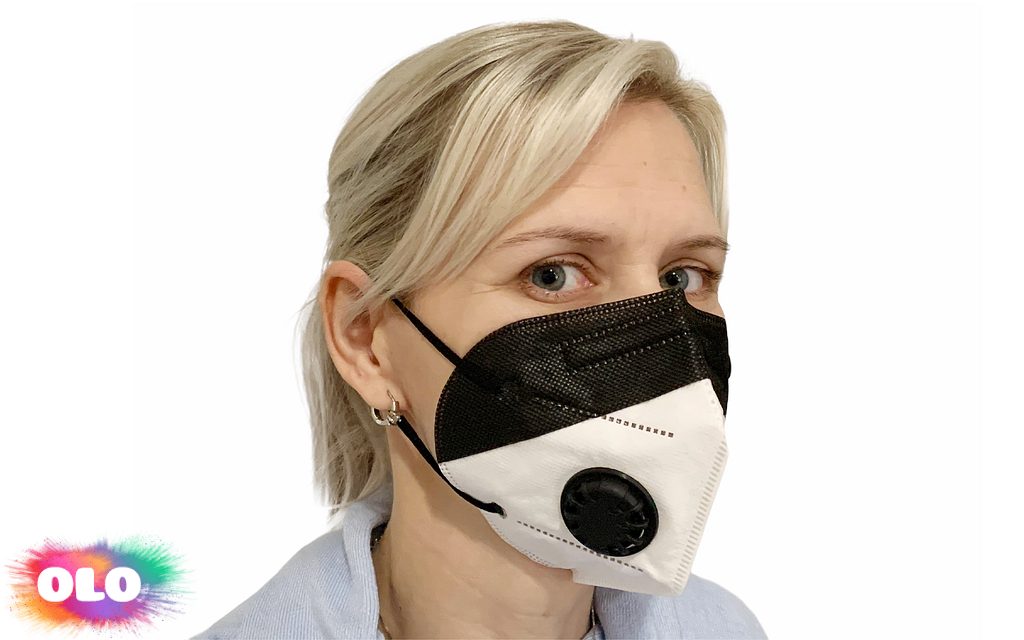 Respirační ochranná maska KN95 s výdechovým ventilem - černo-bílá -  Kompletní nabídka - - OLO.cz - prodej party dekorací a potřeb