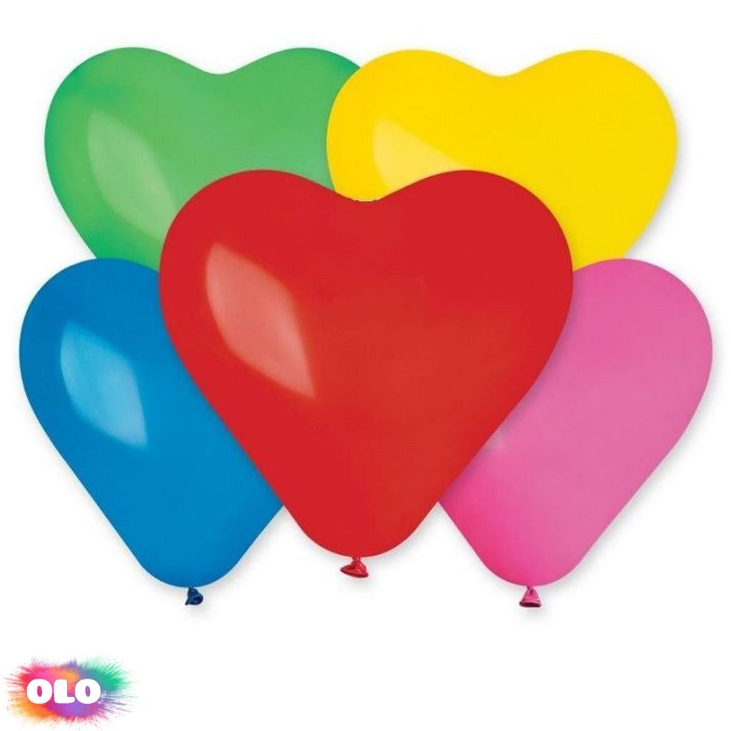 Balón Srdce barevné 1 ks - SMART - Gumové balónky - Balónky a helium -  OLO.cz - prodej party dekorací a potřeb
