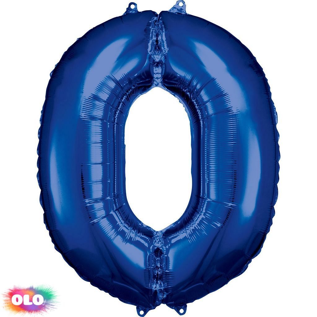 Balónek fóliový narozeniny číslo 0 modrý 86cm - Amscan - Balónky čísla -  Balónky a helium - OLO.cz - prodej party dekorací a potřeb