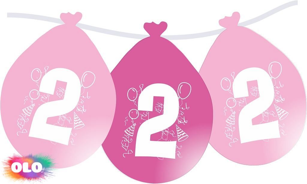 Balonky narozeniny číslo 2, visící 5ks růžové - Kompletní nabídka - -  OLO.cz - prodej party dekorací a potřeb