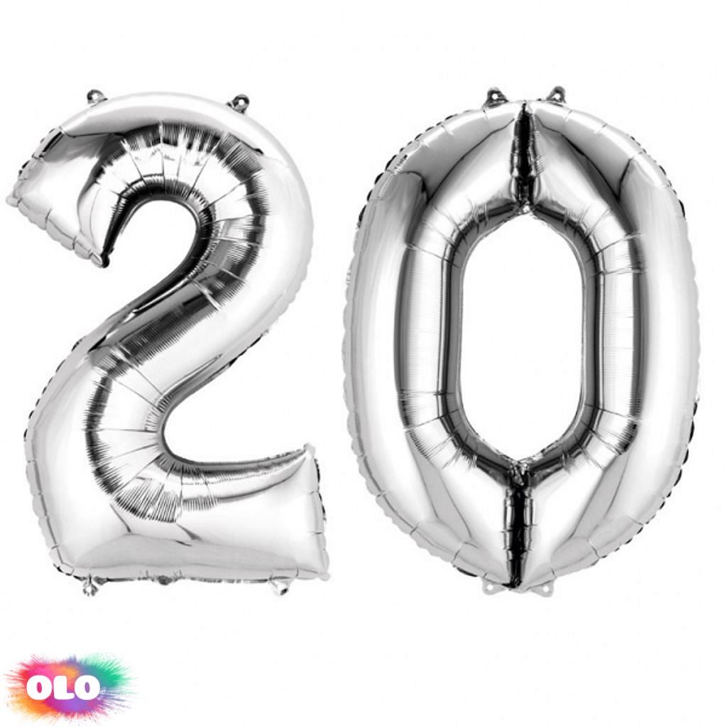 Balónky fóliové narozeniny číslo 20 stříbrné 86cm - Amscan - Kompletní  nabídka - - OLO.cz - prodej party dekorací a potřeb