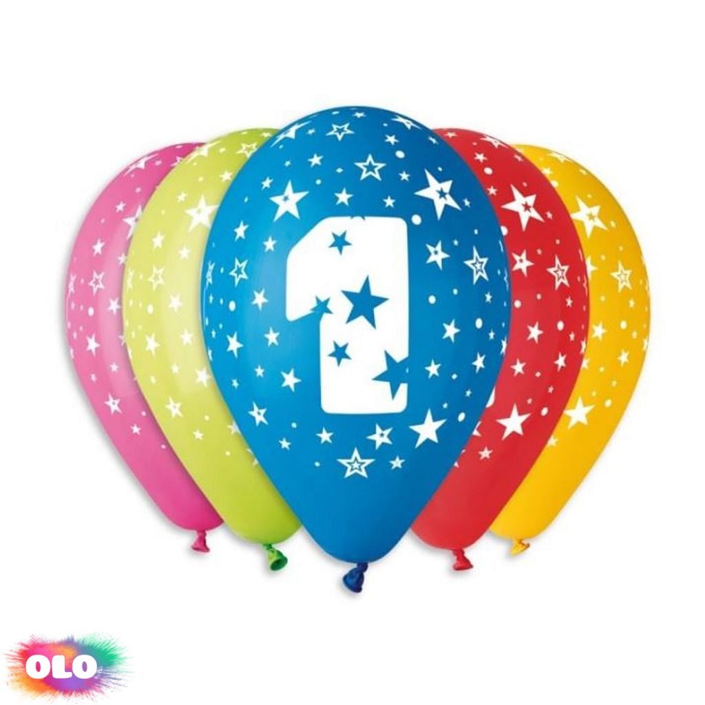 Balónky potisk čísla "1" - 5 ks v bal. 30 cm - SMART - Balónky čísla -  Balónky a helium - OLO.cz - prodej party dekorací a potřeb