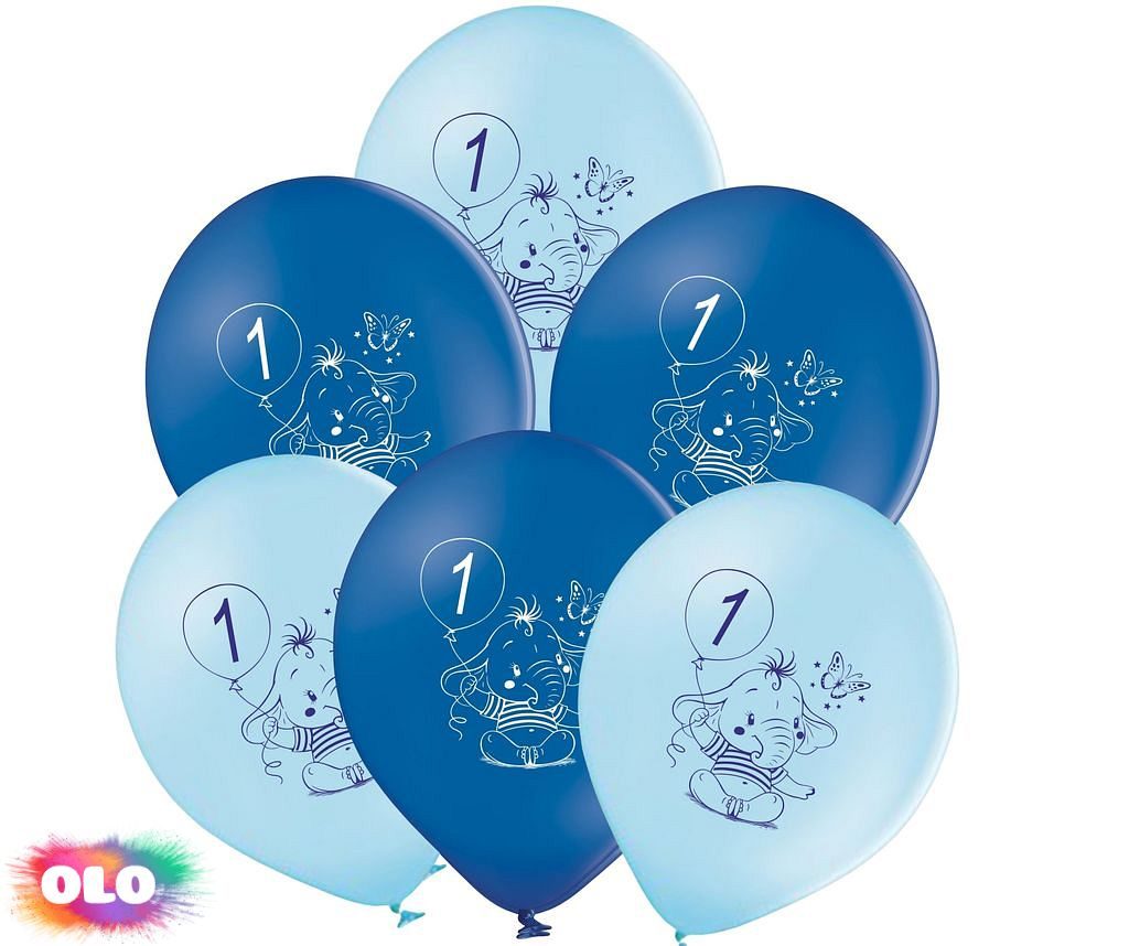 Balónky 1.narozeniny modrý slon 6 ks - Kompletní nabídka - - OLO.cz -  prodej party dekorací a potřeb