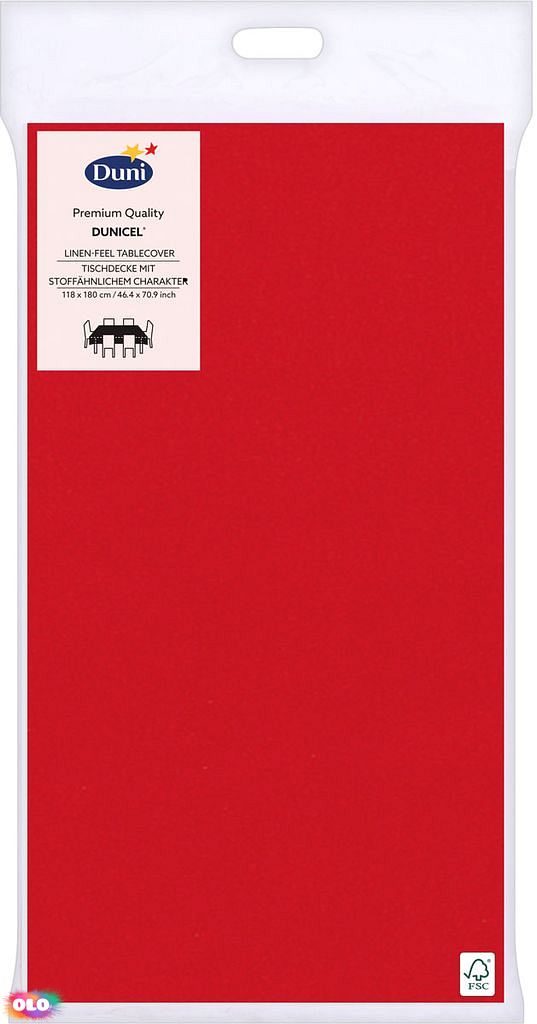 Ubrus červený cel® 118 cm x 180 cm - Duni - Kompletní nabídka - - OLO.cz -  prodej party dekorací a potřeb