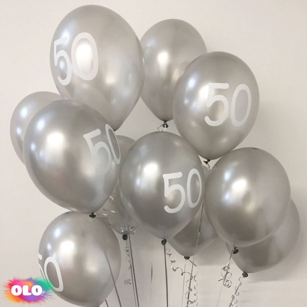 Balónek 50. narozeniny stříbrný metalický - Kompletní nabídka - - OLO.cz -  prodej party dekorací a potřeb