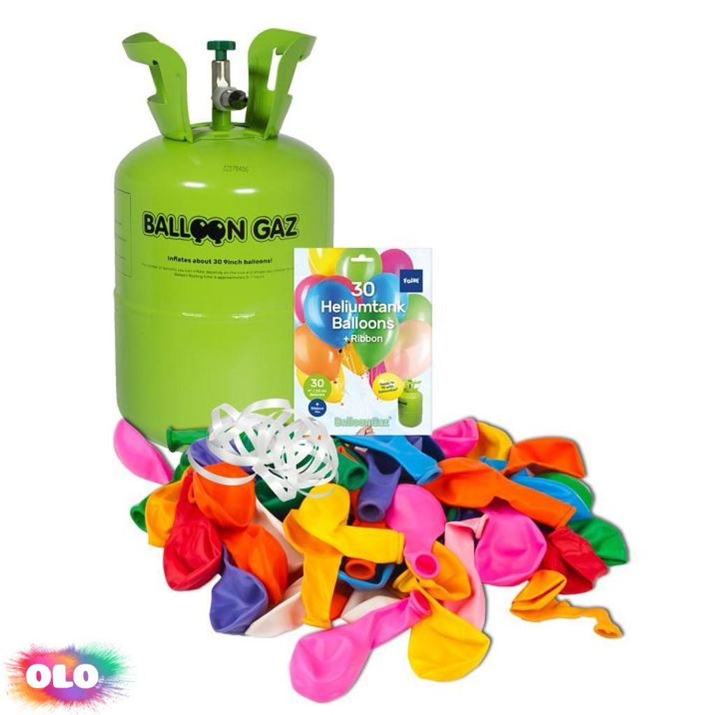 Helium do balónků jednorázová nádoba 250 l + 30 balónků - FOLAT - Helium na  balónky - Balónky a helium - OLO.cz - prodej party dekorací a potřeb