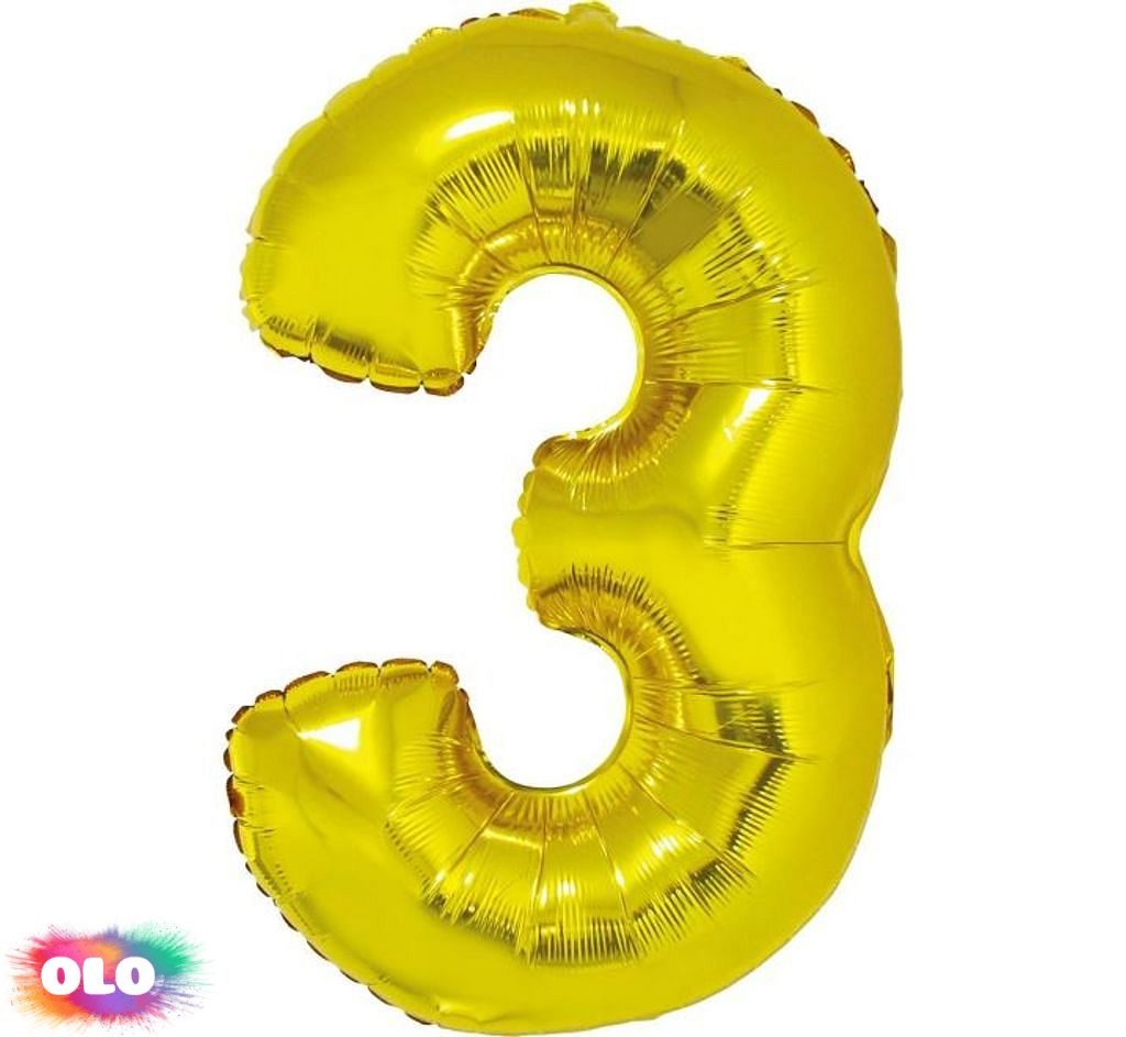 Balón foliový číslice Zlatá 35 cm - 3 (NELZE PLNIT HELIEM) - GoDan -  Foliové balónky - Balónky a helium - OLO.cz - prodej party dekorací a potřeb