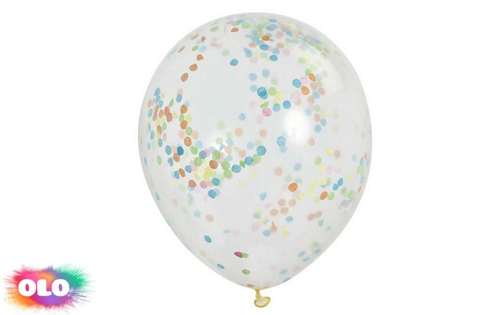 Balónky 6 ks 30 cm - průhledné s konfety barevnými - UNIQUE - Konfety - Vše  na narozeniny - OLO.cz - prodej party dekorací a potřeb