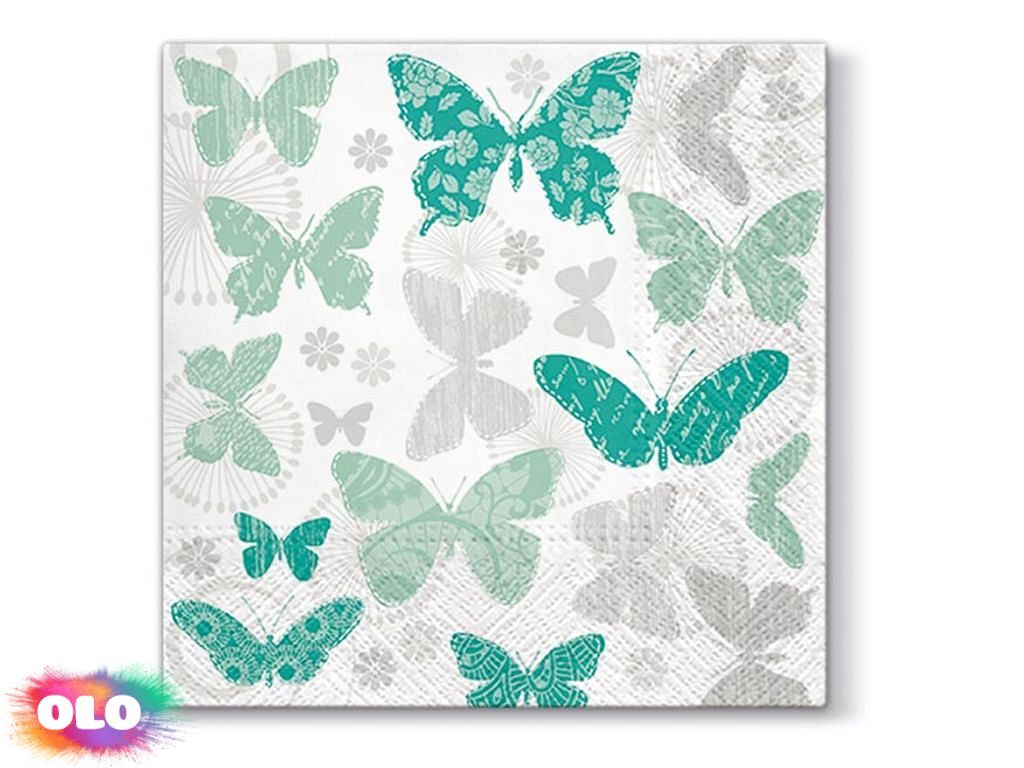 Ubrousky s motivem motýlů - 33x33 cm - 20 ks - MFP Paper s.r.o. - Ubrousky  - Vše na stůl - OLO.cz - prodej party dekorací a potřeb