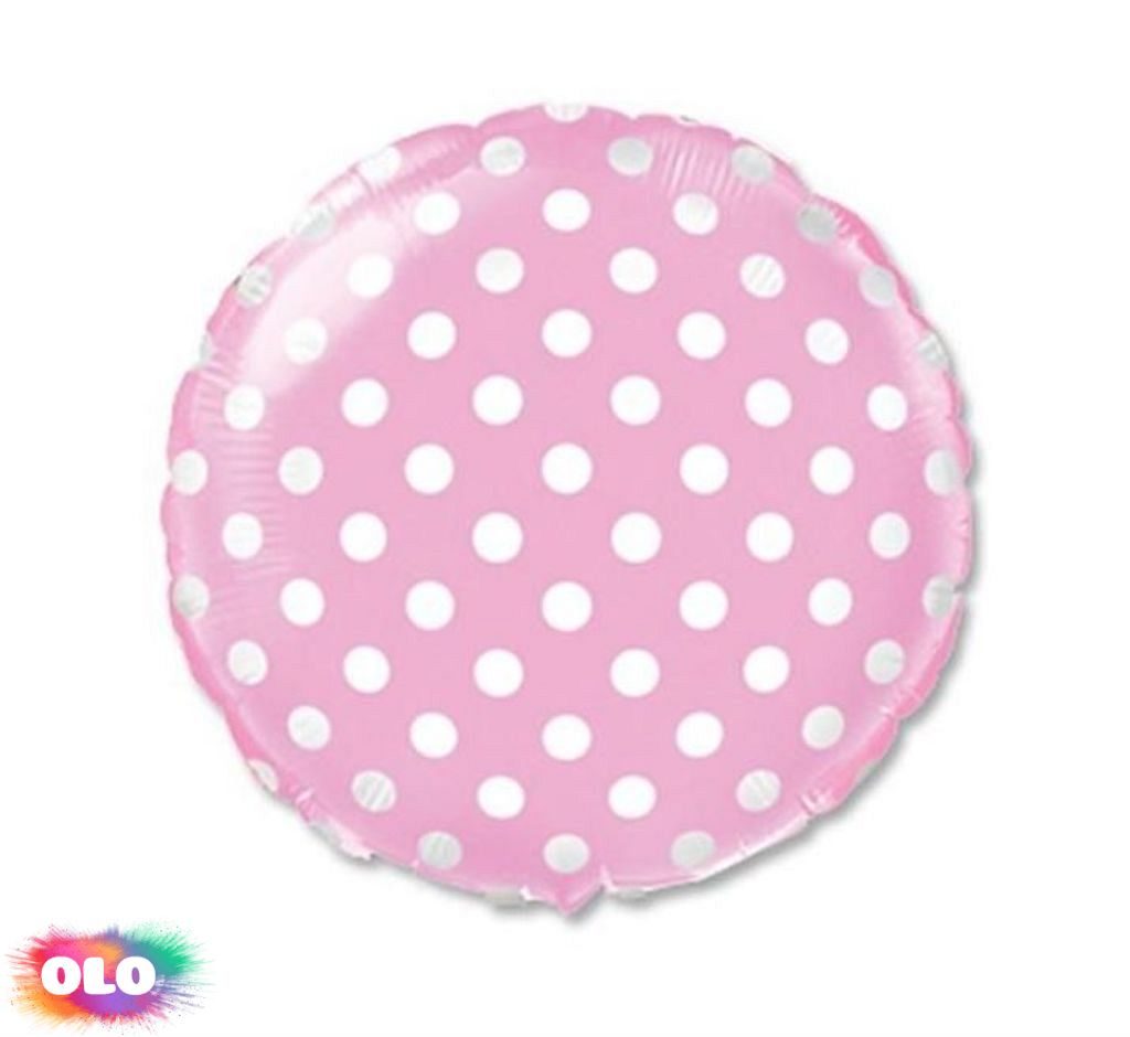 Balón foliový Kulatý růžový s bílými puntíky 45 cm - FLEXMETAL - Foliové  balónky tvary - Balónky a helium - OLO.cz - prodej party dekorací a potřeb