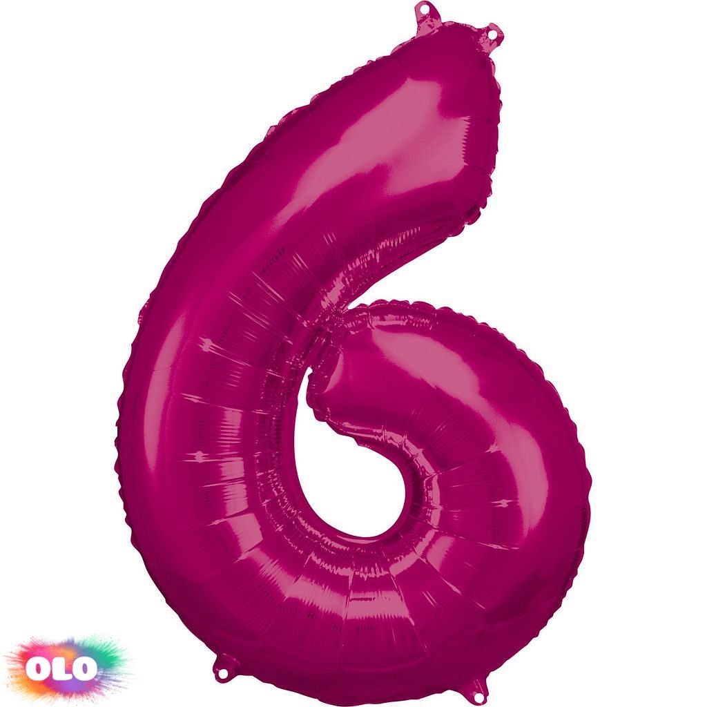 Balónky fóliové narozeniny číslo 6 růžové 86cm - Amscan - Kompletní nabídka  - - OLO.cz - prodej party dekorací a potřeb