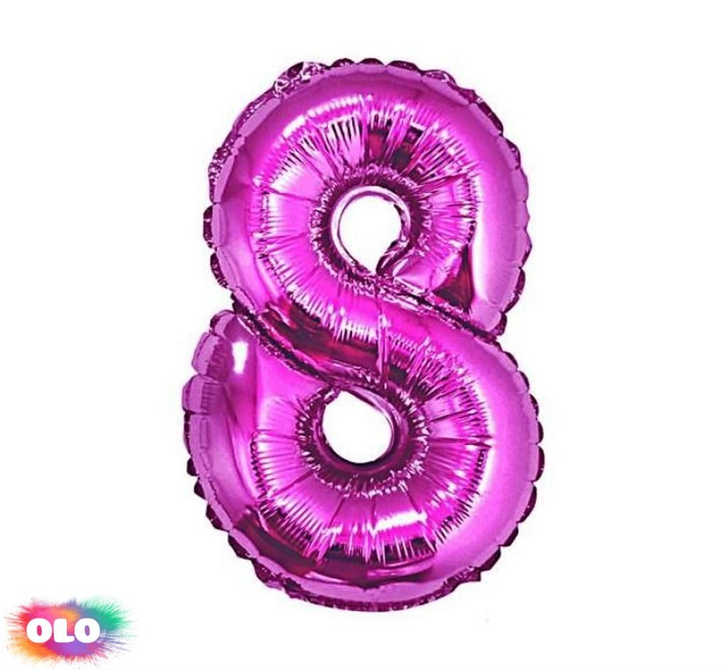 Balón foliový číslice růžová 35 cm - 8 (NELZE PLNIT HELIEM) - GoDan -  Balónky čísla - Balónky a helium - OLO.cz - prodej party dekorací a potřeb