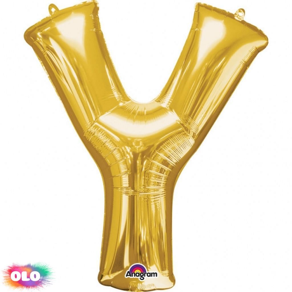 Písmena Y zlaté foliové balónky 35 cm x 27 cm - Balónky písmena - Balónky a  helium - OLO.cz - prodej party dekorací a potřeb