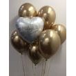 Balónky chromové zlaté a bílé srdíčko set