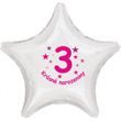 Krásné 3. narozeniny fóliový balónek hvězda pro holky