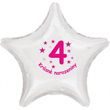 Krásné 4. narozeniny fóliový balónek hvězda pro holky