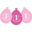 Balónek růžový KRÁSNÉ NAROZENINY číslo 1 visící- 5 ks