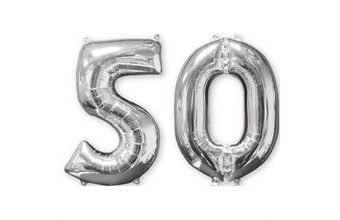 Balónky fóliové narozeniny číslo 50 stříbrna 66 cm