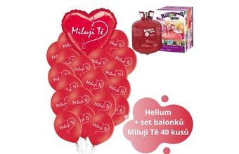 Helium set - červené balónky Miluji Tě 40 ks