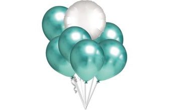 Balónky chromové zelené a bílý kruh set