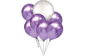 Balónky chromové fialové a bílý kruh set