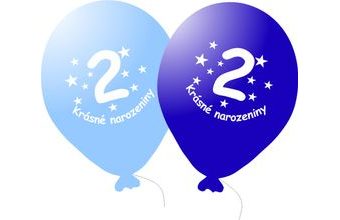 Balónek modrý KRÁSNÉ NAROZENINY číslo 2 - 5 ks