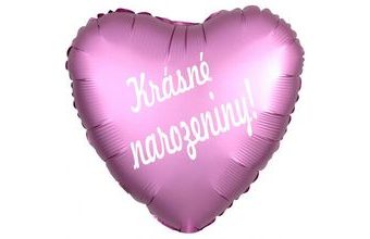 Fóliový balónek srdíčko růžové Krásné narozeniny!